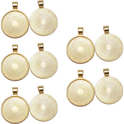 Ciondolo rotondo vintage con base in lega di zinco, oro