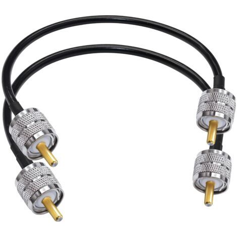 BUNTHAUS PL-259 Câble de raccordement RG58 UHF mâle à mâle à faible perte 50 ohms CB Radio Câble coaxial 12 pouces (30 cm) SO239 Câble d'extension d'antenne Wifi pour HAM Radio 2 Pack