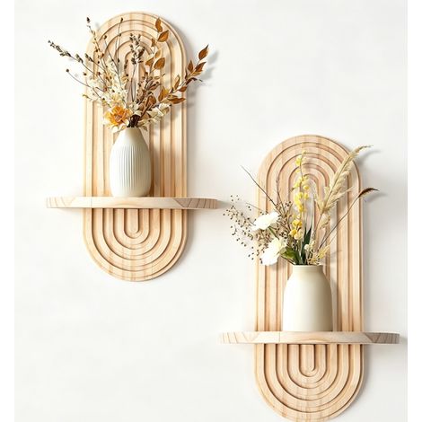 Pièces Étagères Murales Bois, Design Arche Bohème, Support Décoration Cuisine Salon (1/5)