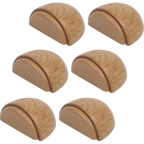 Lot de 6 Butée de Portes - Arrêt de Porte Adhesive en Bois pour Sol et Parquet – Stop Porte Adhésif - Butoir de Porte (Chêne Natur