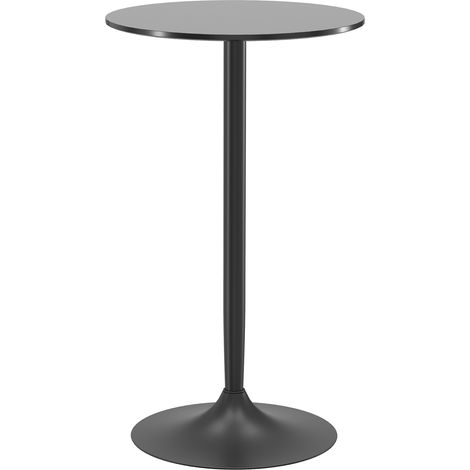 Table de bar ronde mange-debout bistro, style contemporain, plateau laqué et piètement acier, table de cuisine design. (1/5)