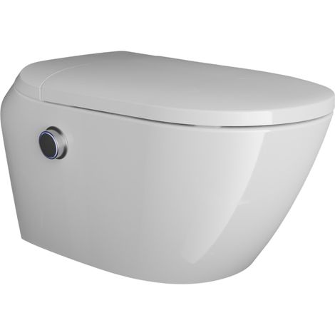 BERNSTEIN - Toilettes Japonaises céramique WC japonais suspendu, WC lavant + Télécommande, siège chauffant, Filtre, Séchoir - 59,5x42,5x43cm - T640PRO (1/5)