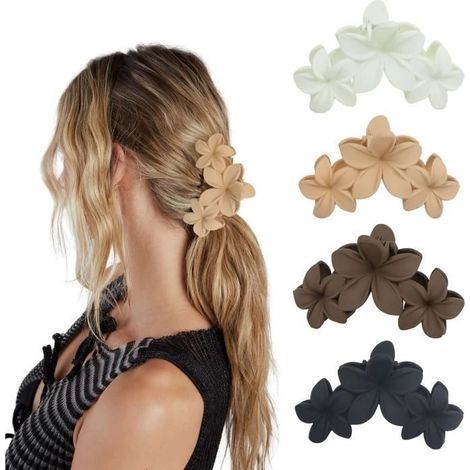 4 blütenförmige Haarspangen, rutschfest und matt, ideal für dickes Haar – perfekt für Frauen und Mädchen. (1/4)