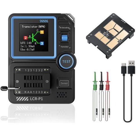QORVA-Testeur de transistor, testeur de transistor et de condensateur multifonctionnel, testeur de composants électroniques CMS pour les tests de capacité, de résistance et de composants.