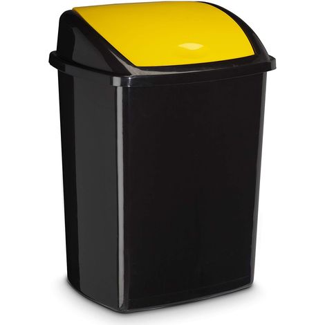 Poubelle à Couvercle Basculant Plastique 50L, Plastique, Jaune (1/2)