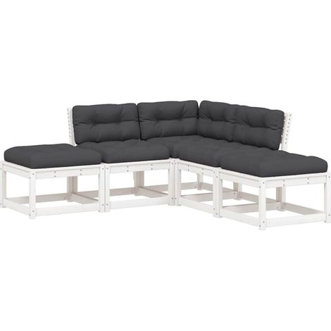 Maison Exclusive - Set Divani Giardino 5pz con Cuscini Bianco Legno Massello Pino