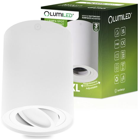Aufputz-Halogen-Spotlampe, beweglich, GU10, rund, weiß, 125 mm, AMAT-XL LUMILED (1/5)