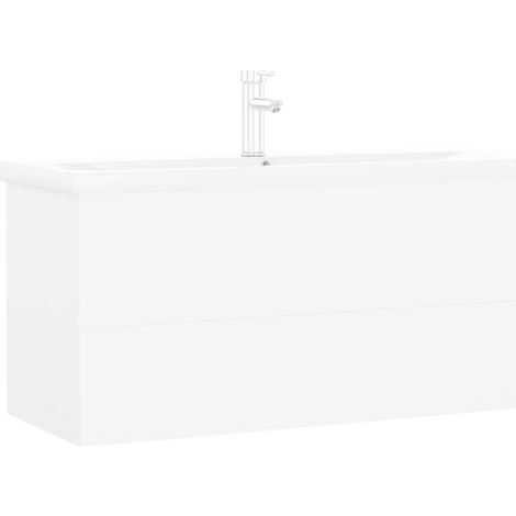 Mobile Bagno Armadio da Bagno con Lavabo Integrato Bianco in Legno Multistrato (1/5)
