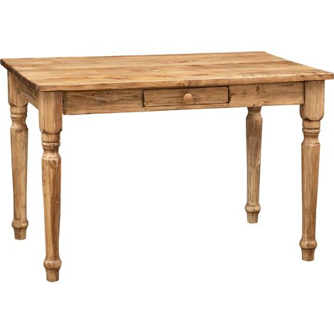 Country-style solid lime wood natural finish desk table. Made in Italy (1/5)