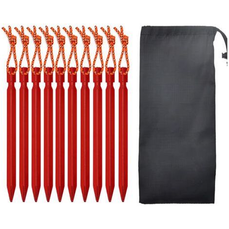 (A)10 pièces Sardines de Fixation, Sardines Camping Piquets de Tente avec Cordon Réfléchissant, Piquets de Sol Clous de Sable Crochets de Tente Piquets de Fixation pour Bache Jardin Camping Plage (1/5)