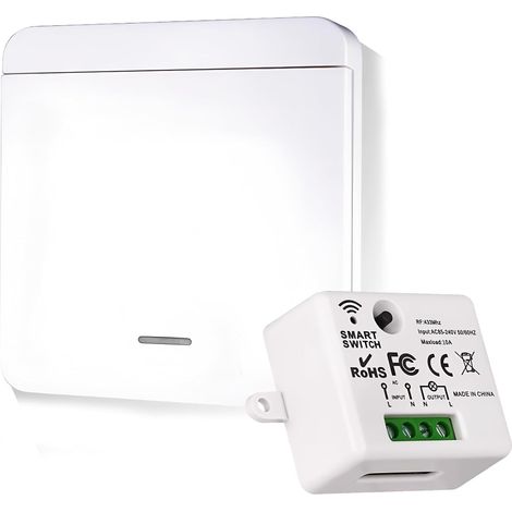 Funk-Lichtschalter (230 V) mit Empfänger, 433-MHz-Funkfernbedienung, 50 m Reichweite, Funk-Lichtschalter-Set (1/5)