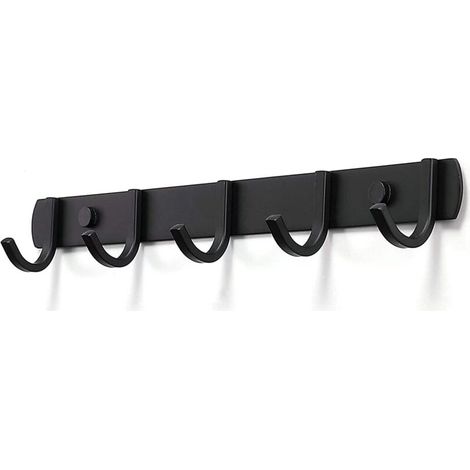 SABIR Porte Manteau Mural, Patères Porte Manteaux Design En Acier Inoxydable, Patères Salle De Bains Solide pour Chambre Bureau Noir (5 Hook) (1/5)