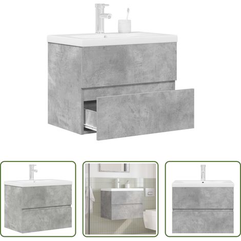 vidaXL Rangement salle de bain -  Ensemble de meubles de salle de bain 2 pcs gris béton (1/5)