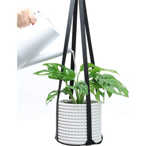 MOONSTARS Pot De Fleur Suspendu - PU Cuir Pot De Fleur Plante Suspendu, Pot De Fleur Plante Suspension Support Pot Suspendu, pour Interieur Et Extérieur Suspendue Décoration Balcon Murale, (1/4)