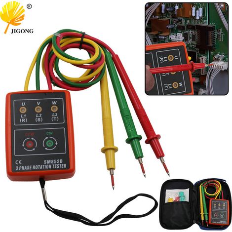 Séquenceur de phases triphasé portable, compteur de séquence de phases, détecteur de courant et de tension (SM852B)