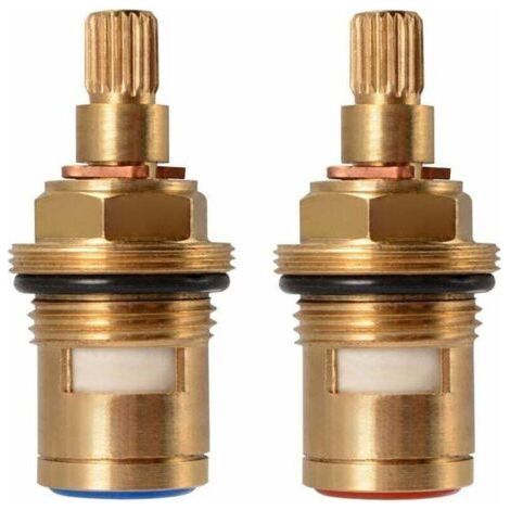 Tête de disque en céramique, paire de cartouches de rechange universelles en céramique pour robinet, 1/2" quart de tour, 20 encoches x 50 mm - Rapanda