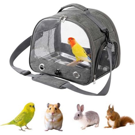 Sac de transport pour oiseaux - Perchoir - Bandoulière - Pliable - Fermeture éclair - Ventilation (1/5)