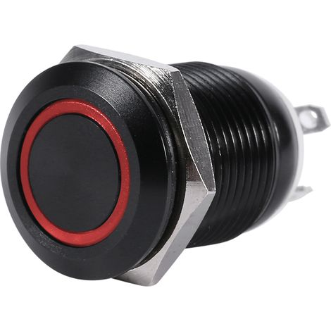 Interrupteur à bouton-poussoir LED de voiture, 12mm 2A LED Interrupteur à bouton-poussoir momentané à bascule Interrupteur à verrouillage LED Boîtier noir (Bleu).