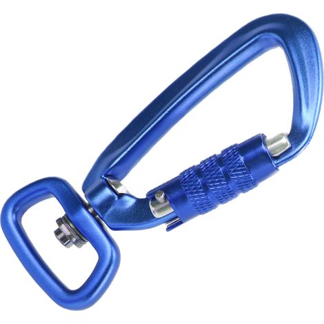 Mousqueton à verrouillage automatique, base carrée, rotation à 360°, accessoire pour laisses de chien, hamacs et sacs à dos (bleu) (1/5)