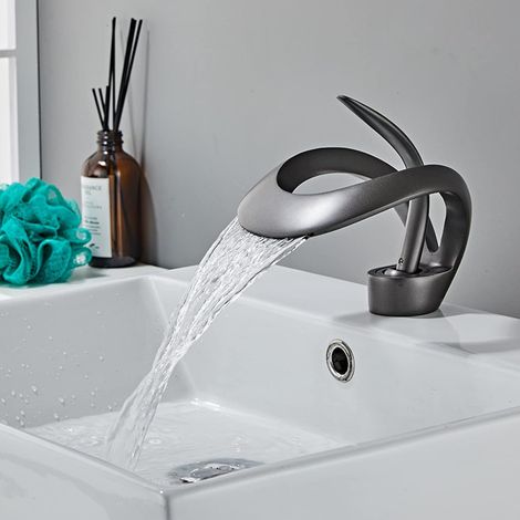 Robinet de salle de bain, mitigeur d'évier à cascade haute,robinet de lavabo au design contemporain, valve en céramique à économie d'eau (1/5)