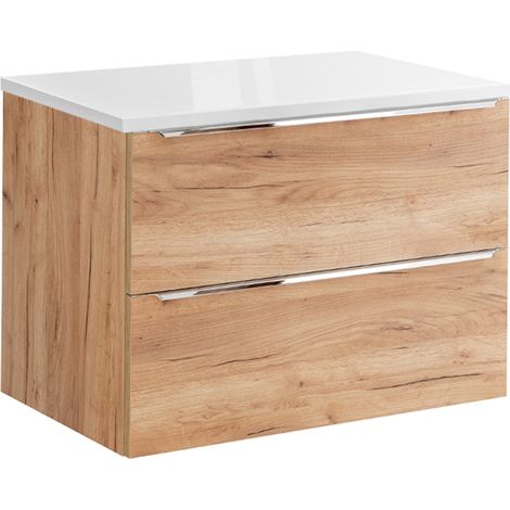 Waschtischunterschrank 80cm April mit 2 Schubladen, Holzoptik
