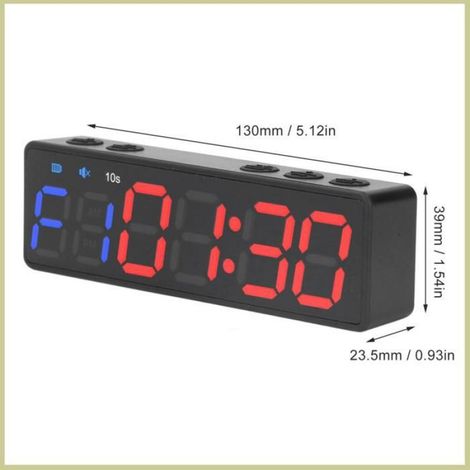Cocosity Minuterie de gym Gym Timer Portable Workout Interval Timer Fitness Corloge grand affichage sport compteur Bleu et rouge (1/4)