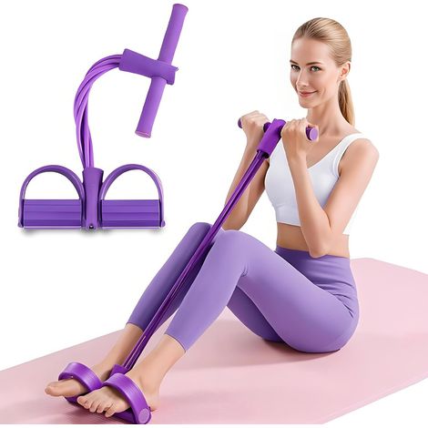 Corda tenditrice multifunzionale a 6 tubi, elastico di resistenza ai pedali, in lattice naturale, per fitness (addominali, vita, braccia, gambe, yoga, pilates). (1/5)