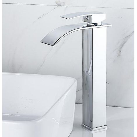 robinet Cascade En Laque Rehausse Argente, Vier De Comptoir Chaud Et Froid, Armoire De Salle De Bains, Robinet Monotrou, Robinet De Lavabo Cascade (1/4)