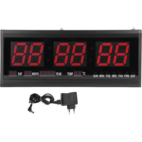 Eosnow Orologio da parete digitale a LED moderno di grandi dimensioni, data, temperatura, display da 24 o 12 ore (1/4)