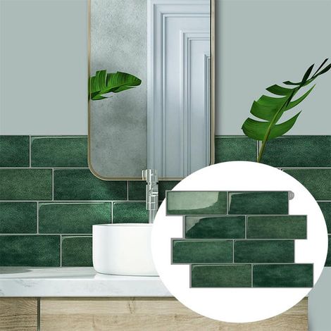 Un ensemble de 5 protections anti-éclaboussures autocollantes effet carrelage - décoration murale - classique et polyvalente. (1/5)