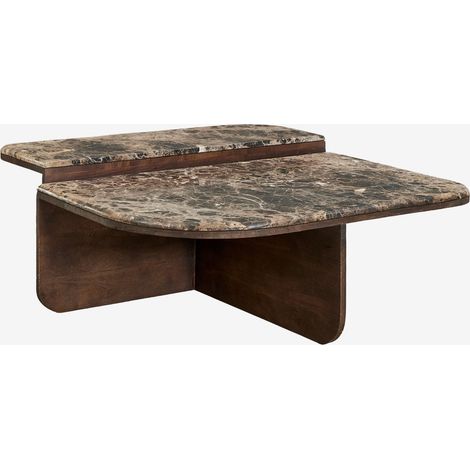 Table basse 90x90 cm en pierre naturelle et bois de manguier Clotsh SKLUM (1/5)