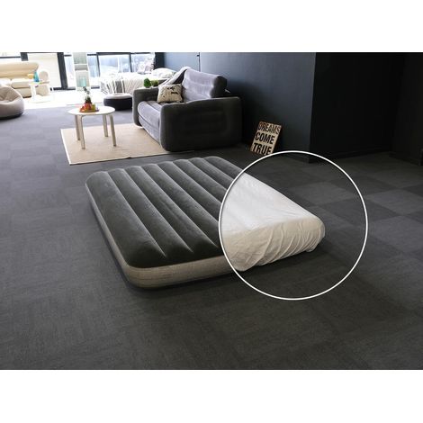 Pack matelas gonflable Downy gonfleur à pied 2 places Intex + Drap housse (1/4)