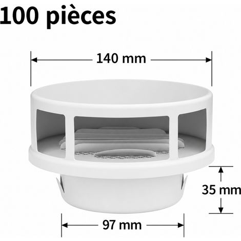 Grille de ventilation double persienne blanc acier inoxydable 30mm4 100mm découpe 100 mm ou conduit PVC 110 15 × 15 × 10 cm – Livraison gratuite (1/3)