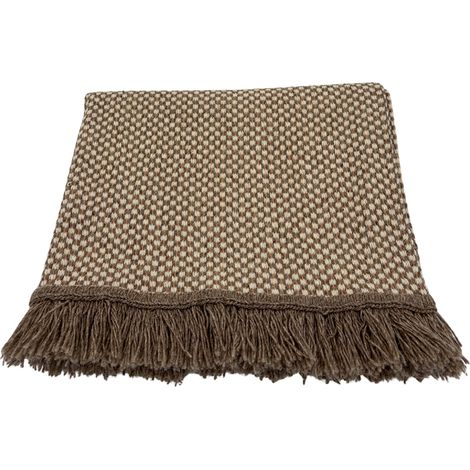 Tapis en laine et coton à motif géométrique Naturel 80x140 cm (1/3)