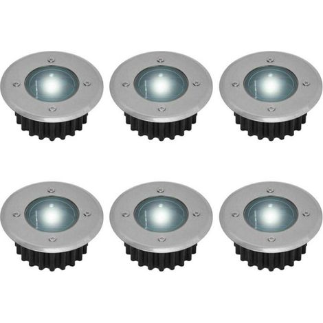 Lot de 6 Spot solaire encastrable au sol,Rond,Diamètre 85 mm,Acier inoxydable,Résistant piétement,Jardin Terrasse (1/5)