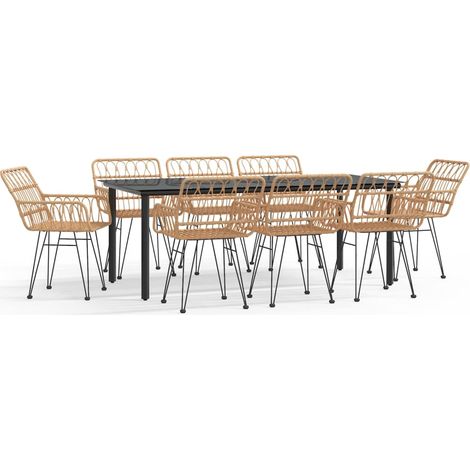 Maison Exclusive - 9-tlg. Garten-Essgruppe Poly Rattan