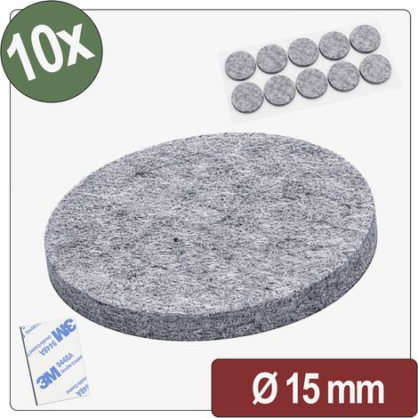 Quadrios 26SA102 Filzgleiter selbstklebend, rund Grau (Ø x H) 15 mm x 4 mm 10 St.