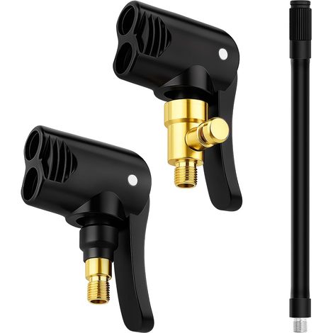 2 Pièces Embout Gonflage Vélo avec Tuyaux, Raccord de Valve de Gonflage, pour Voitures, Vélos, Motos, Gonfleurs de Pneus, Adaptateur de Valve Pneu Voiture, (1/5)