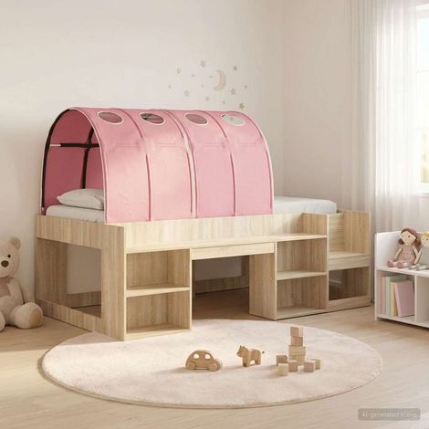 vidaXL Letto alto per bambini con storage 3 pz Rovere Sonoma e Rosa (1/5)