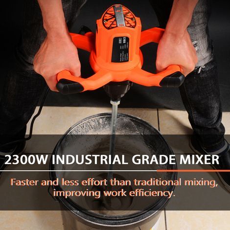 Mezcladora industrial KKMOON de 2300 W, 6 velocidades ajustables, portátil para mezclar pintura, cemento, yeso, mortero, revestimientos, selladores y polvos (1/5)