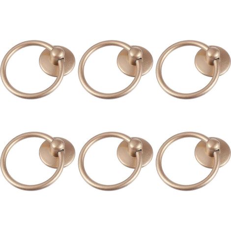 Poignée de meuble dorée, poignée de porte noire compatible, usage domestique, lot de 6 anneaux de tirage pour tiroir (1/5)