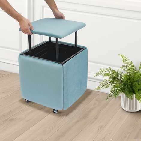 5-in-1-Sitzwürfel-Fußhocker 464648cm Multifunktionaler Sofahocker Stapelbarer Kombinationshocker with 4 Universalräder Gute Raumausnutzung Sofa Stuhl Für Wohnzimmer, Schlafzimmer, Büros (1/5)