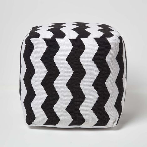 HOMESCAPES Designer Hocker Pouf Würfel Chevron - S