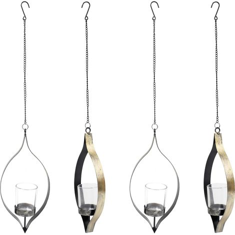 4 Pièces Bougeoirs Suspendus avec Verre pour Bougie Chauffe-Plat Applique Murale Décorative Vintage en Fer, Bougeoir Suspendu en Métal, Bougeoir en Fer Vintage, Montant en Métal Mural (1/5)