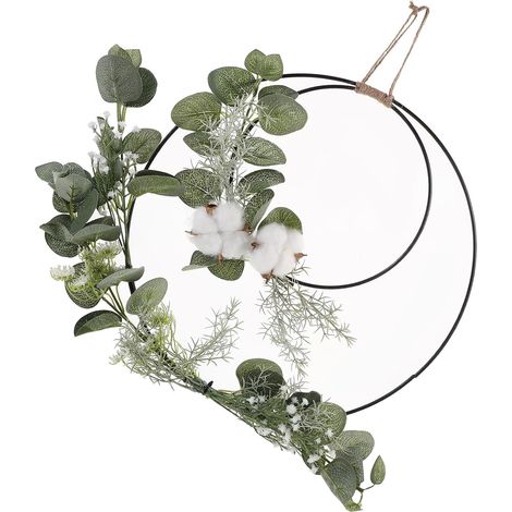 Couronne Suspendue Décoration Murale Délicate pour Saint-Valentin sans Arrosage en Coton Blanc et Polyester Cadre en Fer ou Intérieur (1/5)