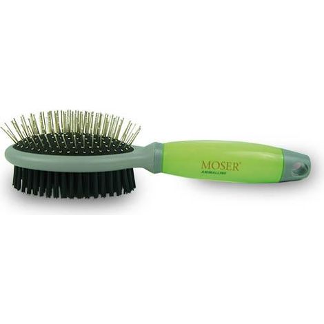 Moser Spazzola 2999-7025 Doppia Faccia per Cani e Gatti Nero e Verde (1/4)