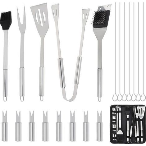 BelleRise – 20-teiliges Grillbesteck-Set aus Edelstahl, robustes Grillzubehör-Set für den Außenbereich (1/5)