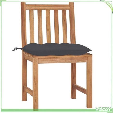 Chaises de jardin - FAFEICY - 3062931 - Bois de teck massif - Lot de 2 - Coussin anthracite (1/5)