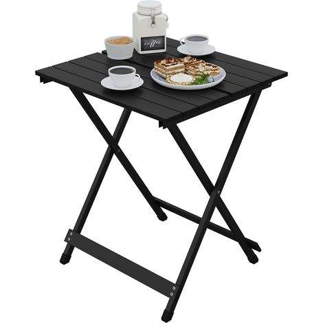 Table de Camping Pliante en Aluminium, 50,5x47x59,5cm, Noir (1/5)