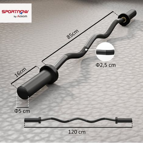 Bilanciere EZ olimpico 120x5x5 cm in acciaio nero, presa antiscivolo per casa – MEUBLIV (1/5)